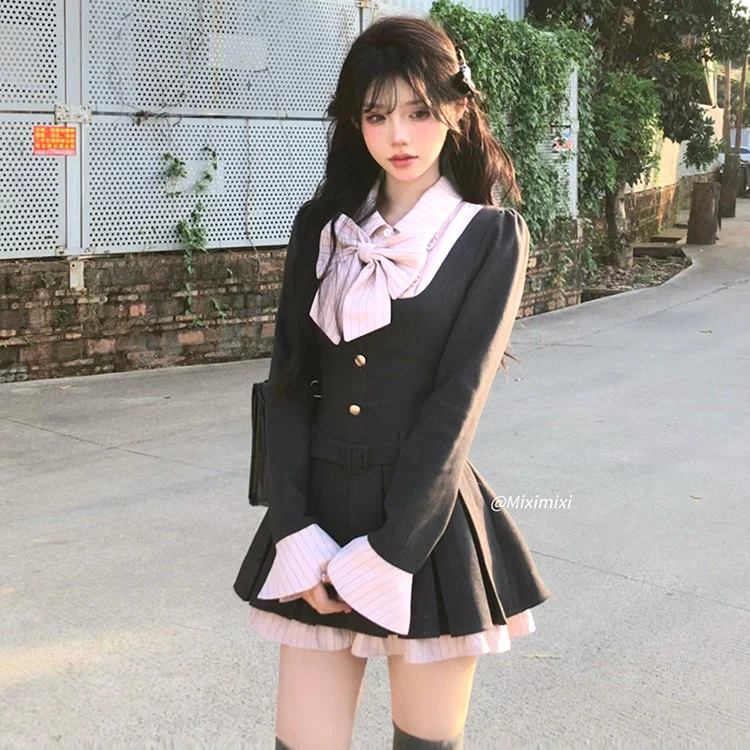 Creamy Cute Lost Paradise Gray Pink Dress