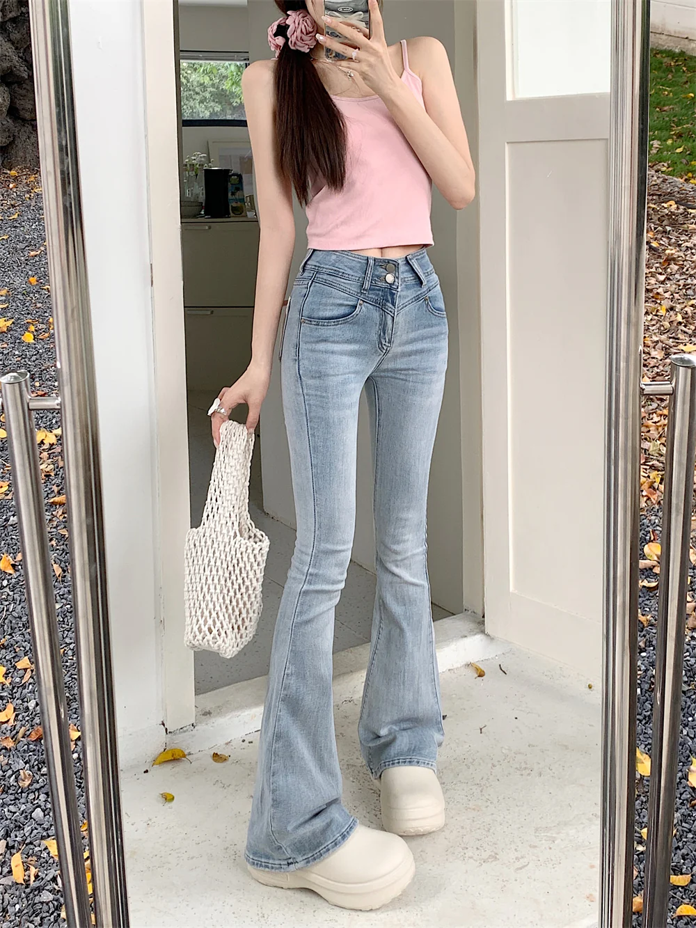Creamy Cute Coquette Bow Denim Jeans Pants - Image 3