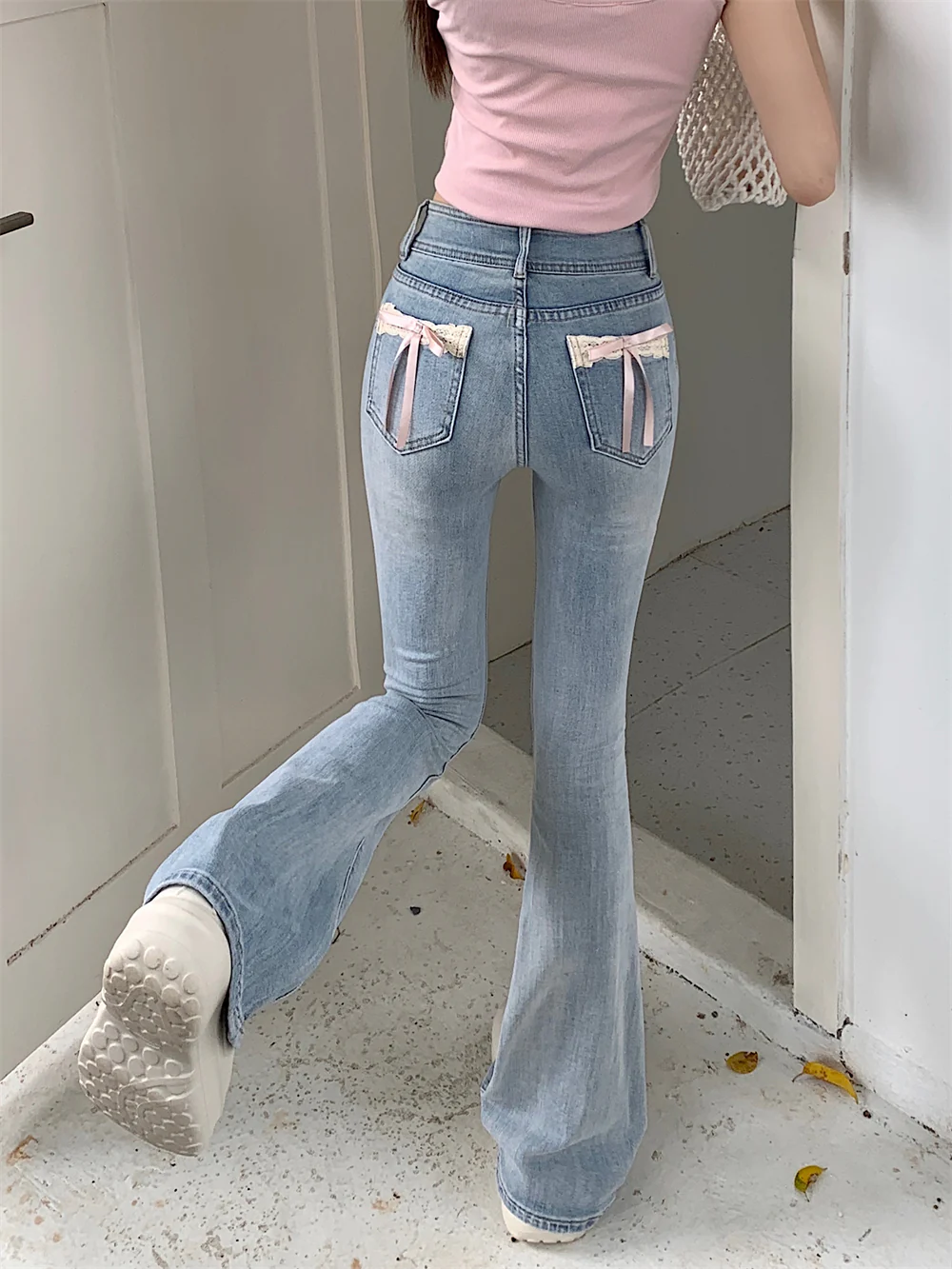 Creamy Cute Coquette Bow Denim Jeans Pants - Image 8