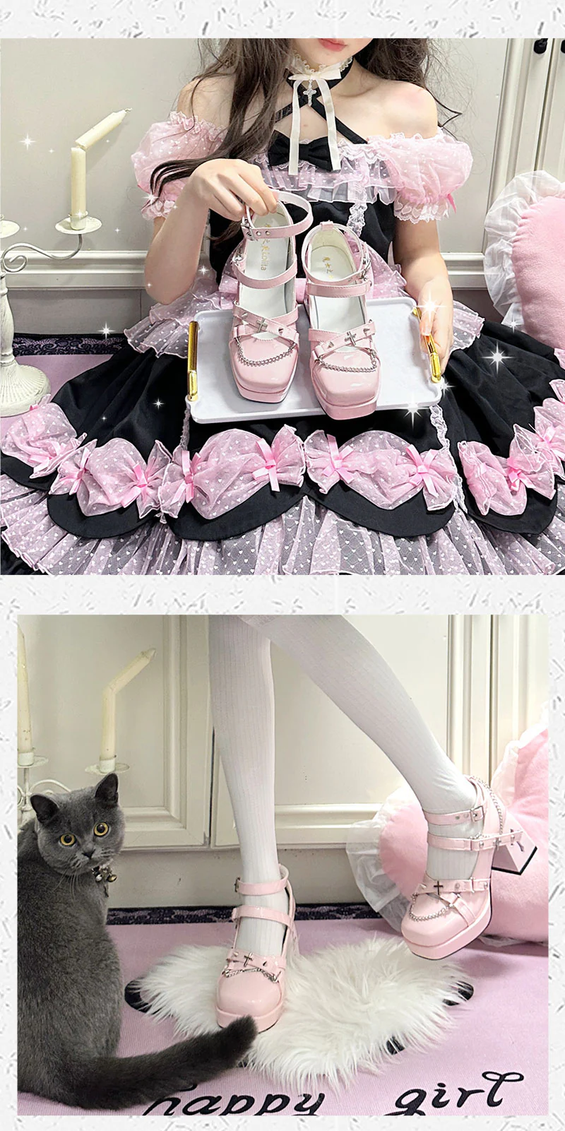 Walpurgis Night Cross Strap EGL Square Toe High Heels Platform Shoes - Image 12