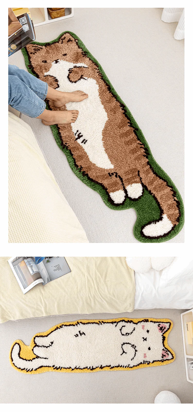 Cute Cat Animal Minimalist Modern Urban Soft Mat Moss Rugs Carpets Bedroom Decor - Image 4