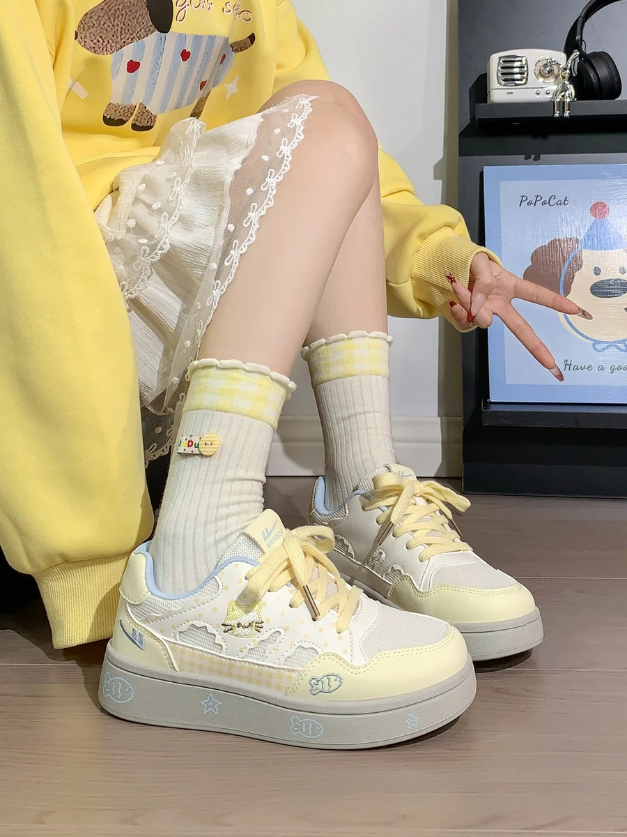 Cute Cat Fish Pink Blue Yellow Green Sneakers - Image 12