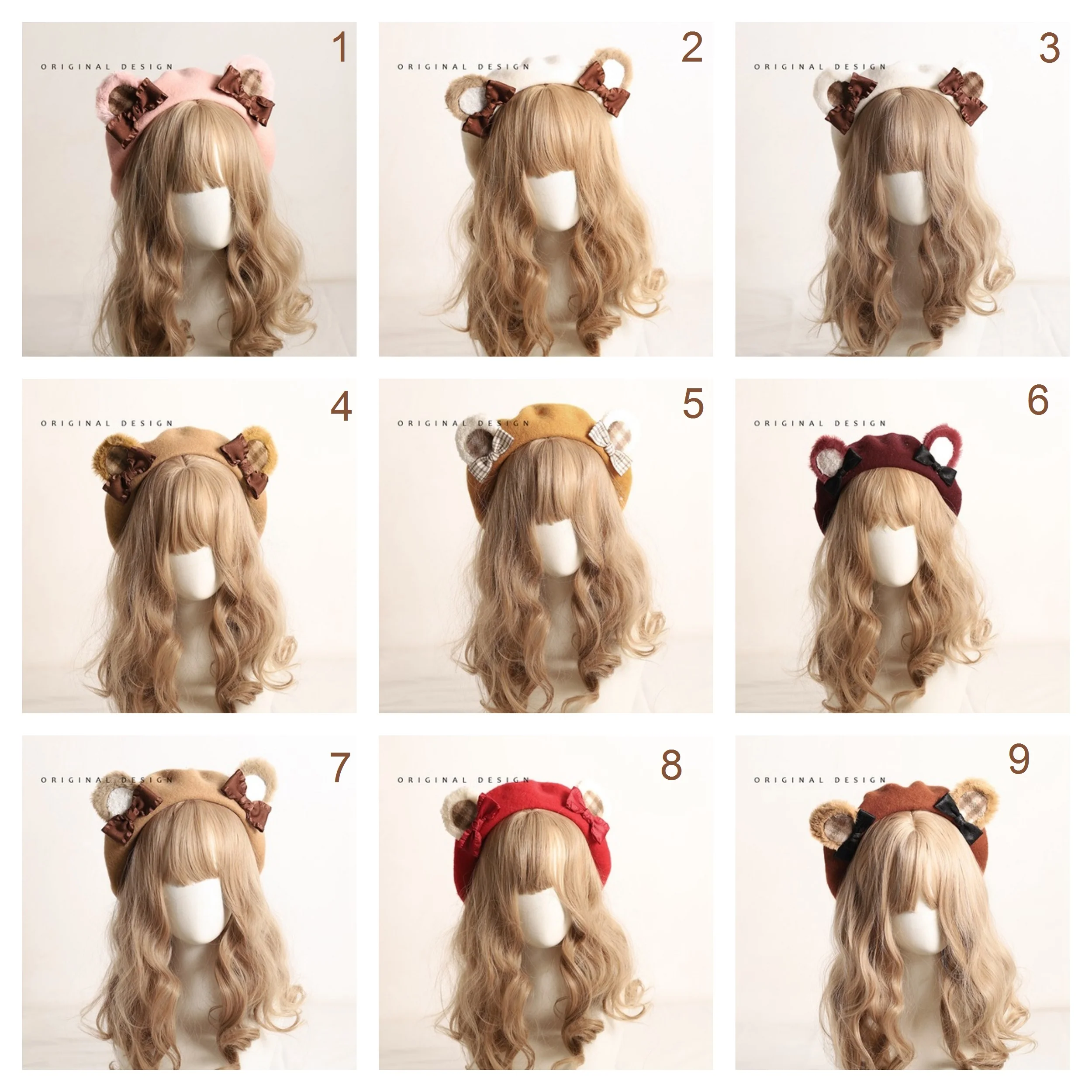 Cute Furry Teddy Bear Ears Bow Beret Hat - Image 7