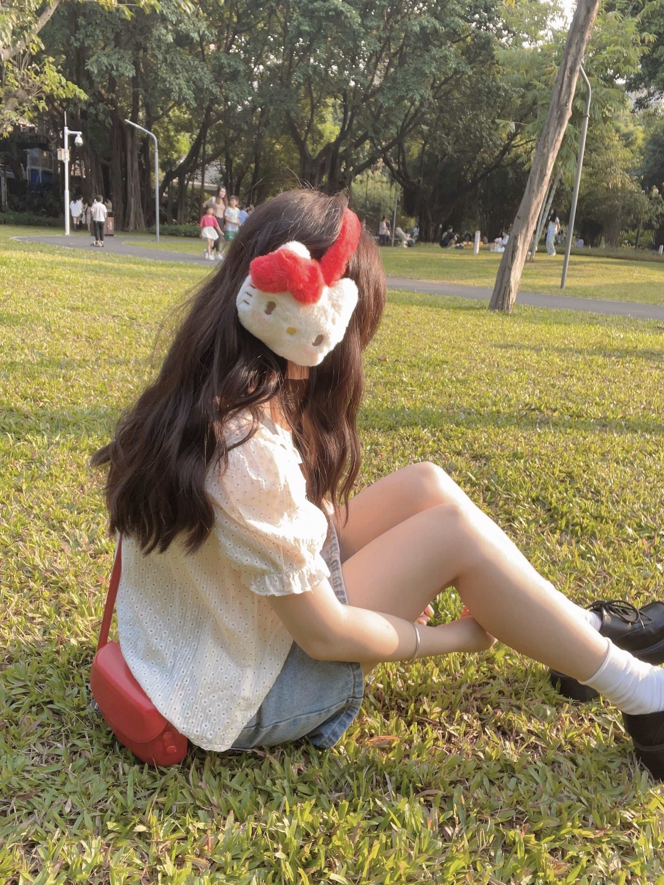 Cute Kitty Cat Red Pink White Plush Winter Earmuffs - Image 8