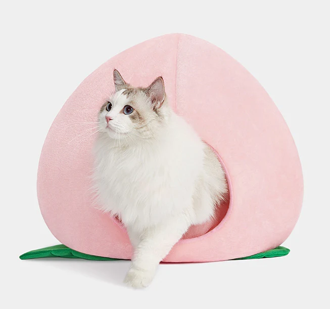 Cute Pink Peach Cat Dog Pets House Bed - Image 2