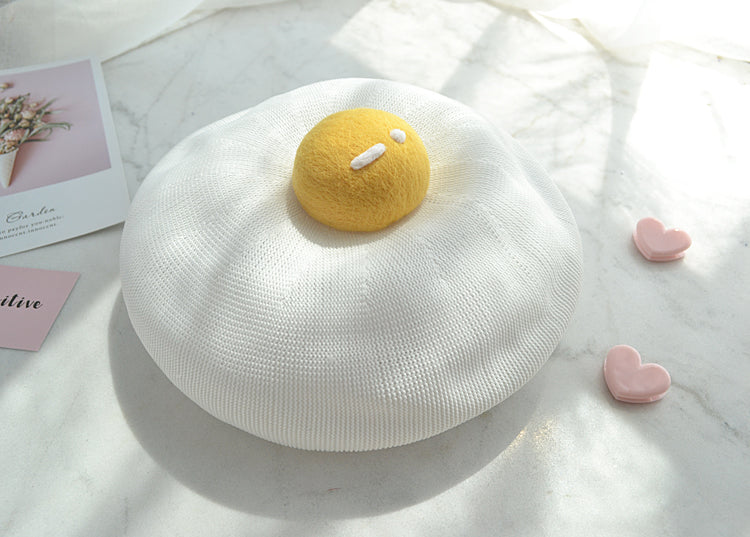 Cute Poached Egg Beret Hat - Image 3
