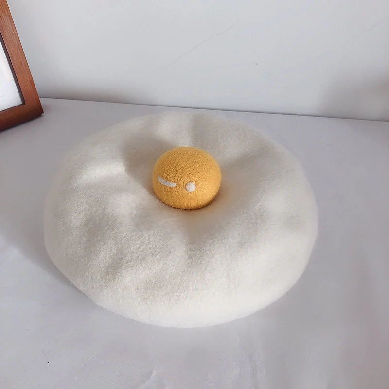 Cute Poached Egg Beret Hat - Image 8