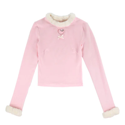Cute Sexy Pastel White & Pink Fur Plush Sweater Top - Image 4