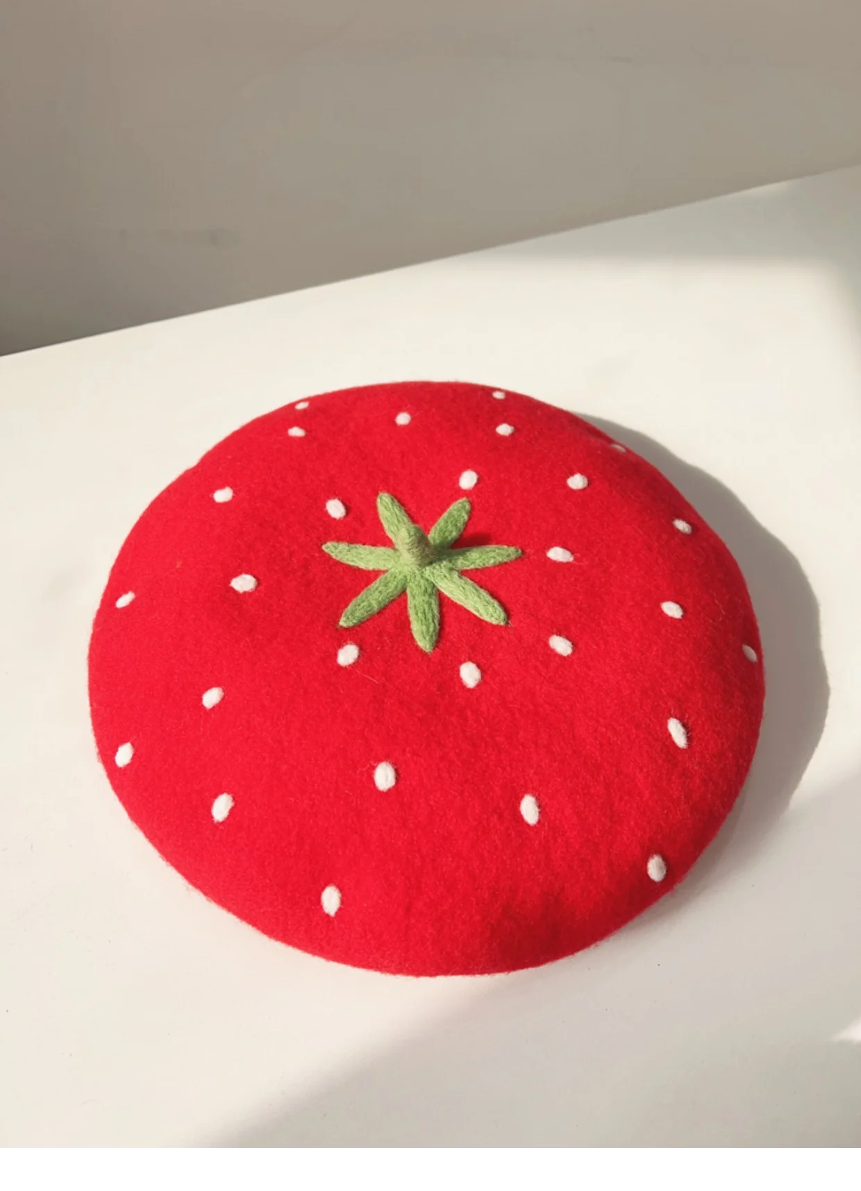 Cute Strawberry Fruit Wool Beret Hat - Image 3