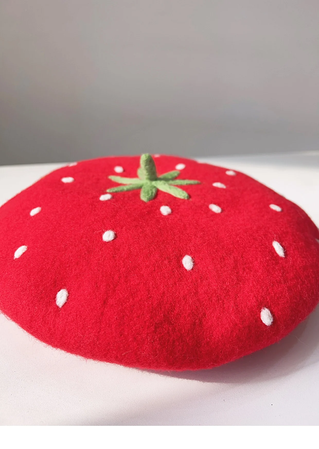 Cute Strawberry Fruit Wool Beret Hat - Image 4