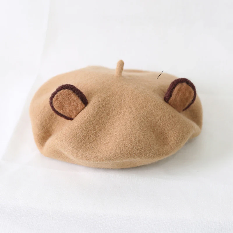Cute Teddy Bear Ears Wool Beret Hat - Image 9