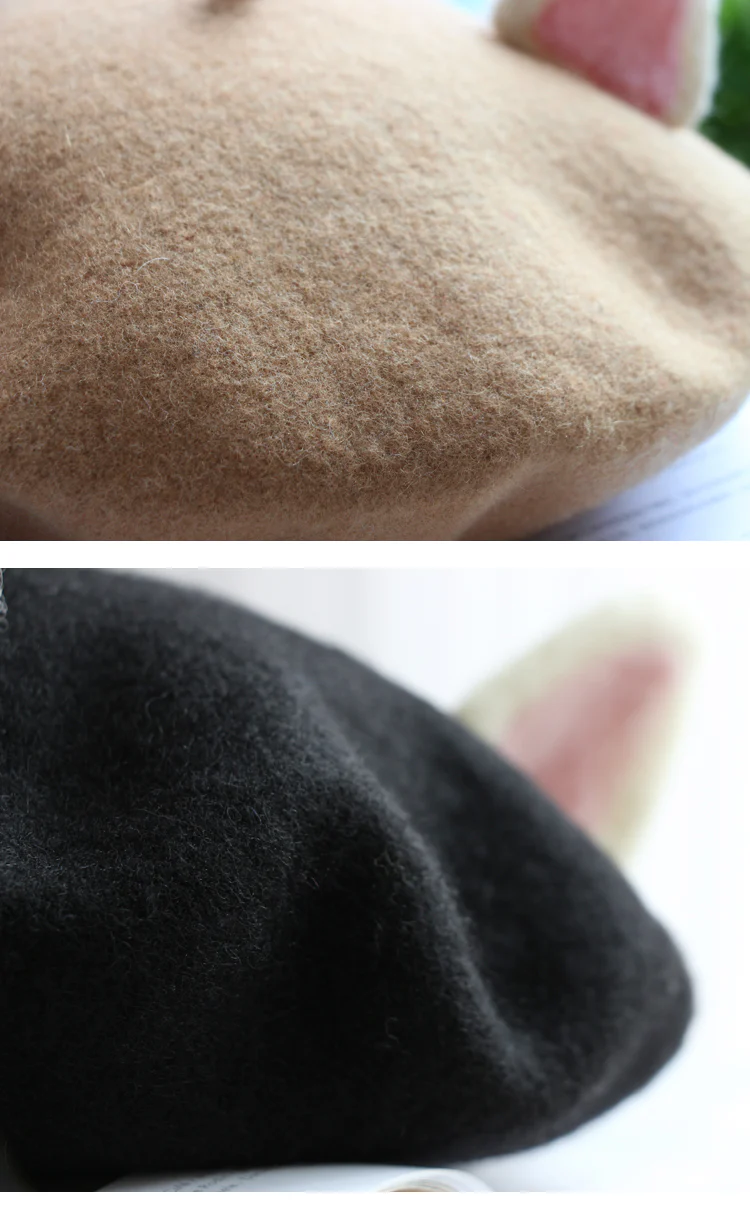 Cute Wool Cat Ears Beret Hat - Image 5
