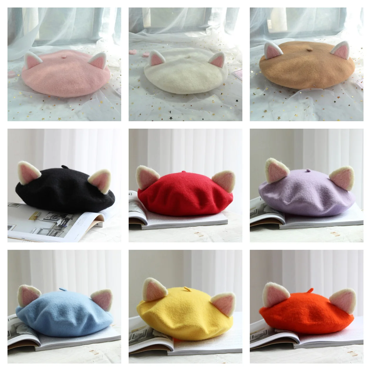 Cute Wool Cat Ears Beret Hat - Image 7