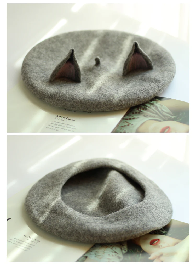 Cute Wool Fox Ears Beret Hat - Image 10