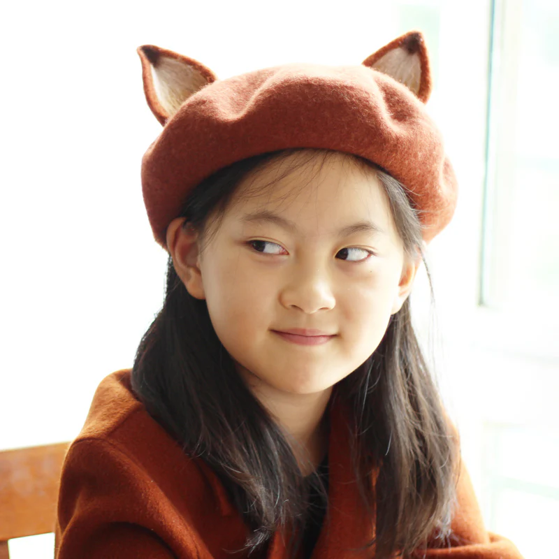 Cute Wool Fox Ears Beret Hat - Image 4