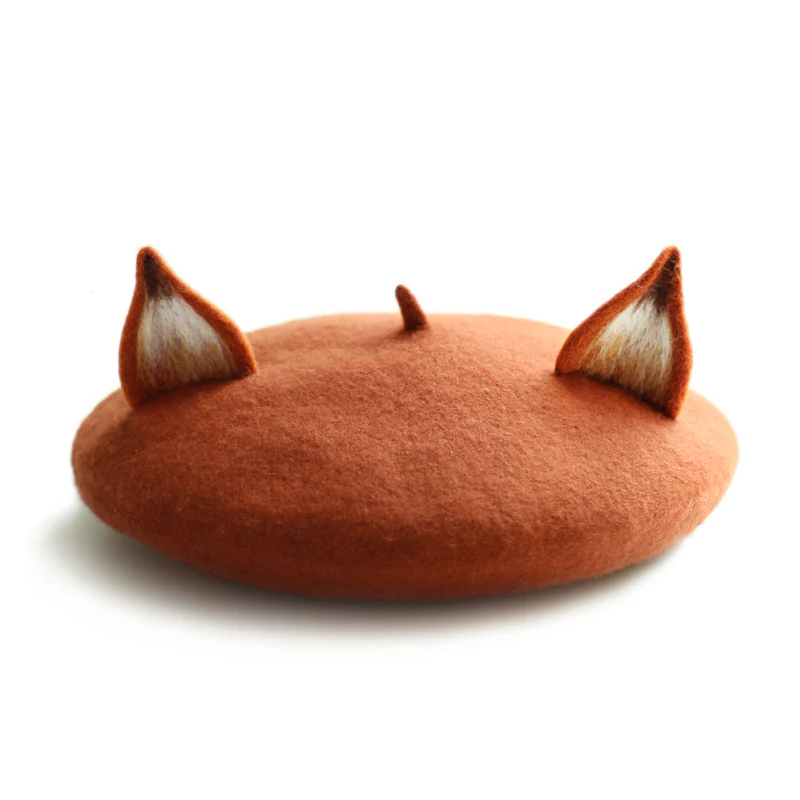Cute Wool Fox Ears Beret Hat - Image 5