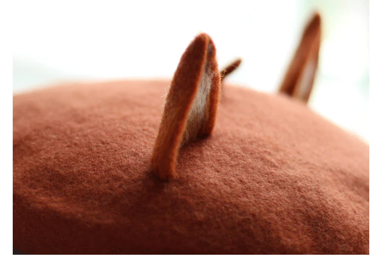 Cute Wool Fox Ears Beret Hat - Image 6