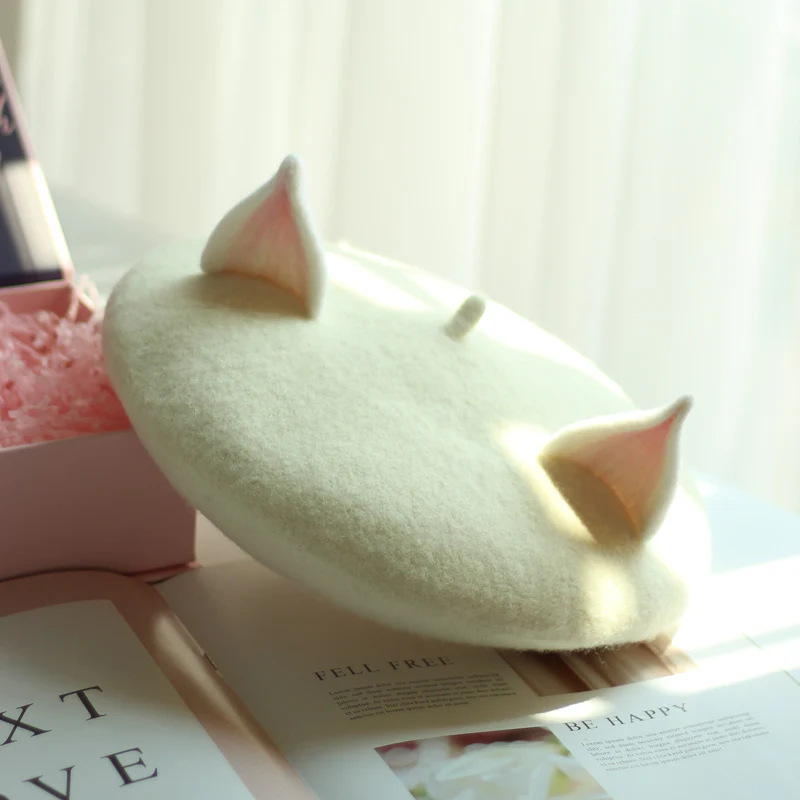 Cute Wool Fox Ears Beret Hat - Image 7