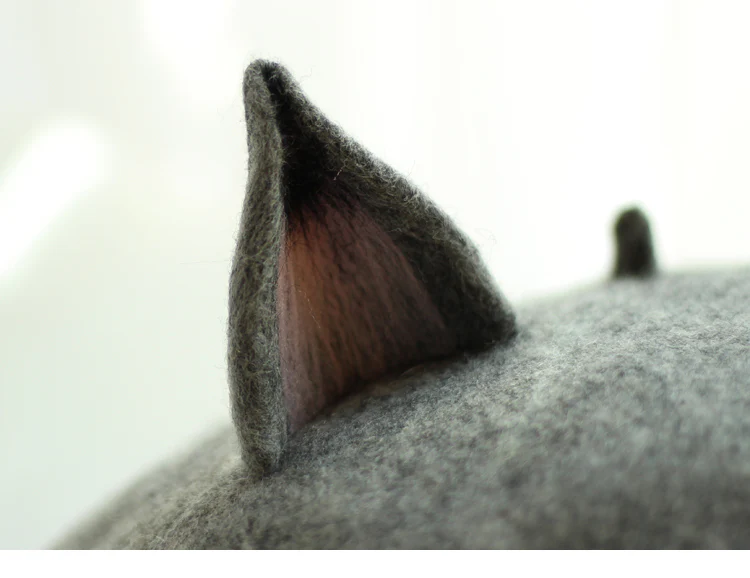 Cute Wool Fox Ears Beret Hat - Image 9