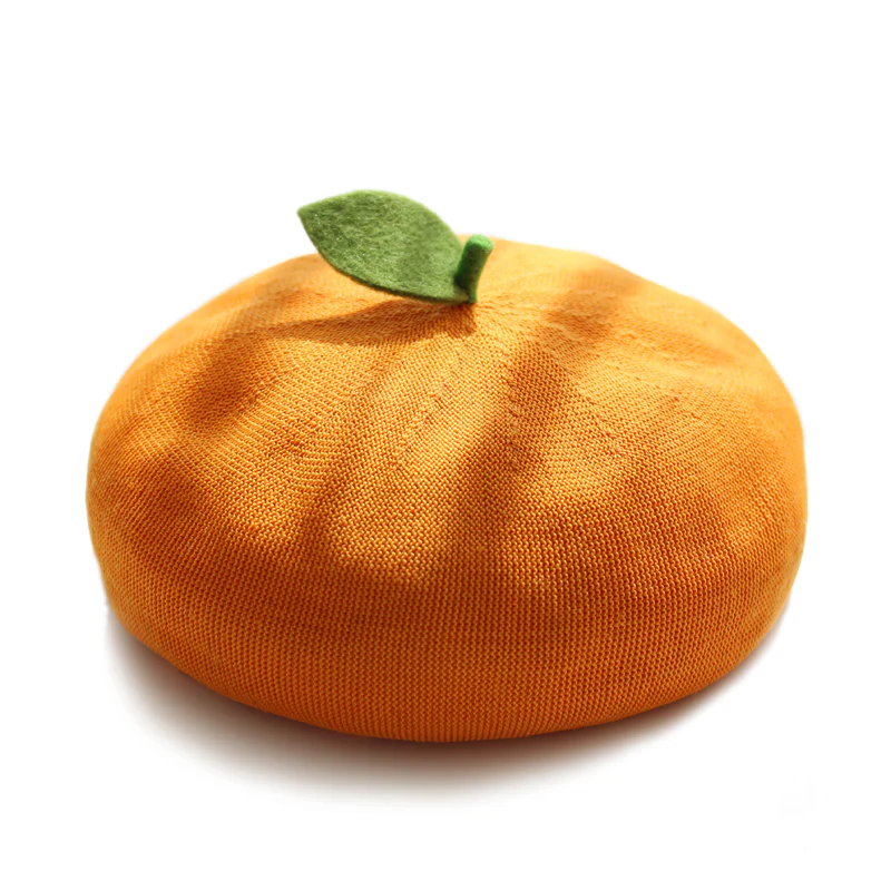 Cute Wool Orange Apple Fruits Beret Hat - Image 4