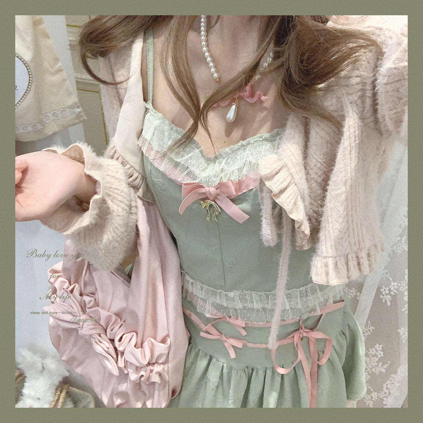Dormir Doll Balletcore Sweet Coquette Pastel Soft Girl Purple Pink Blue Green Camisole & Skirt Two Piece Set - Image 7