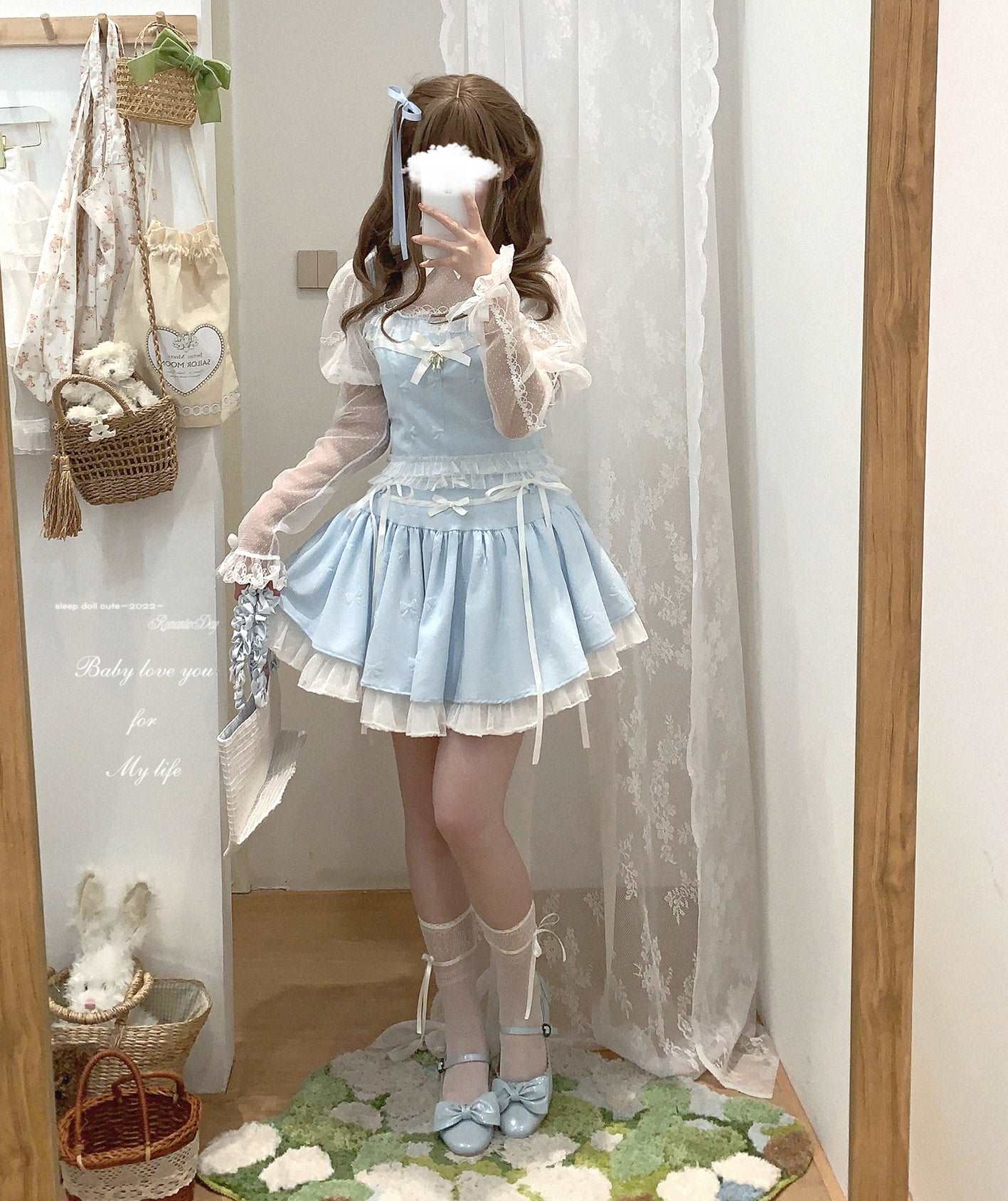 Dormir Doll Balletcore Sweet Coquette Pastel Soft Girl Purple Pink Blue Green Camisole & Skirt Two Piece Set - Image 8
