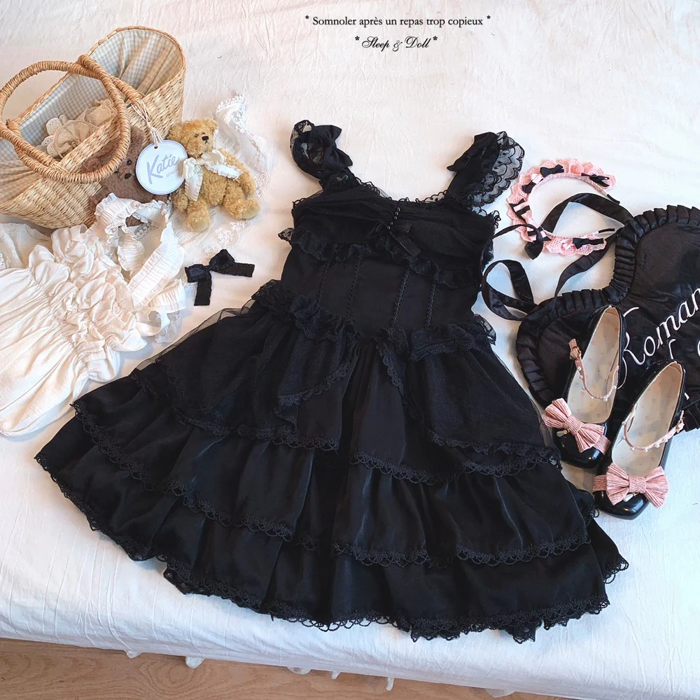 Dormir Doll Bridal Mesh Pink Black Strap Dress - Image 2