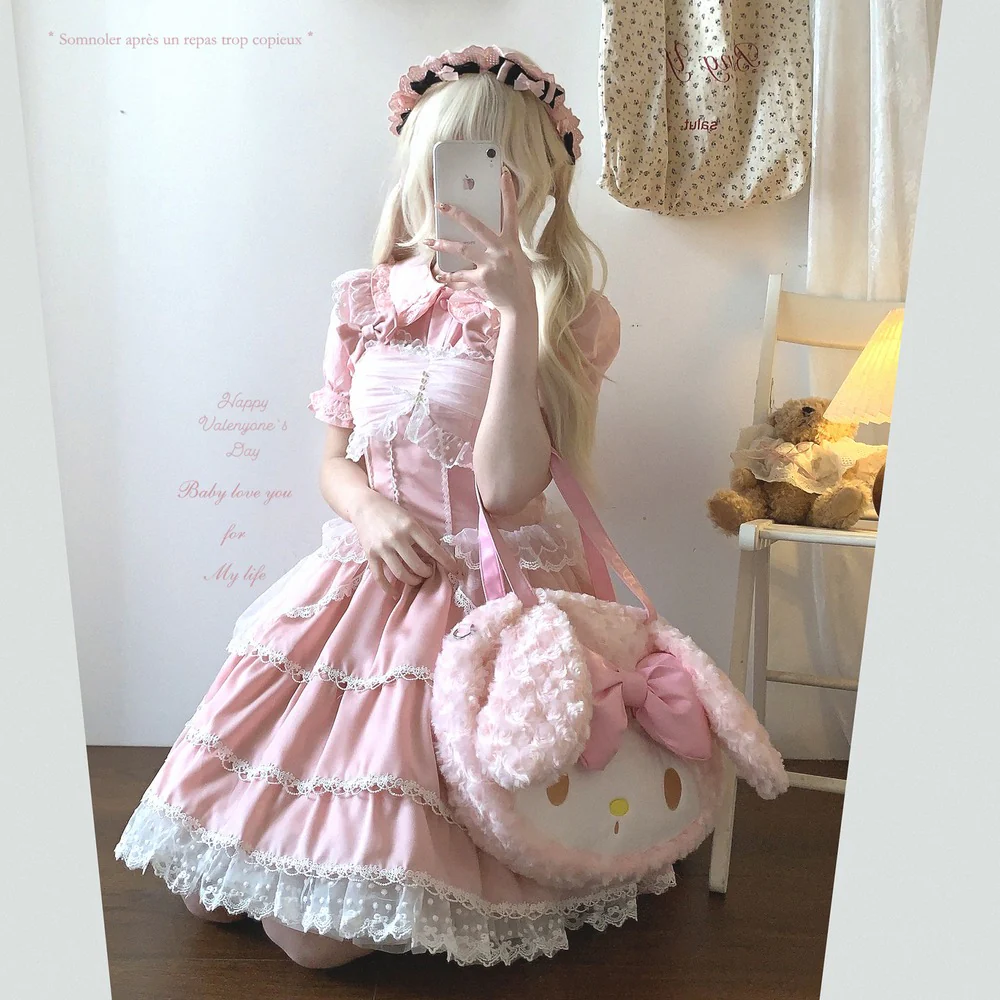 Dormir Doll Bridal Mesh Pink Black Strap Dress - Image 5