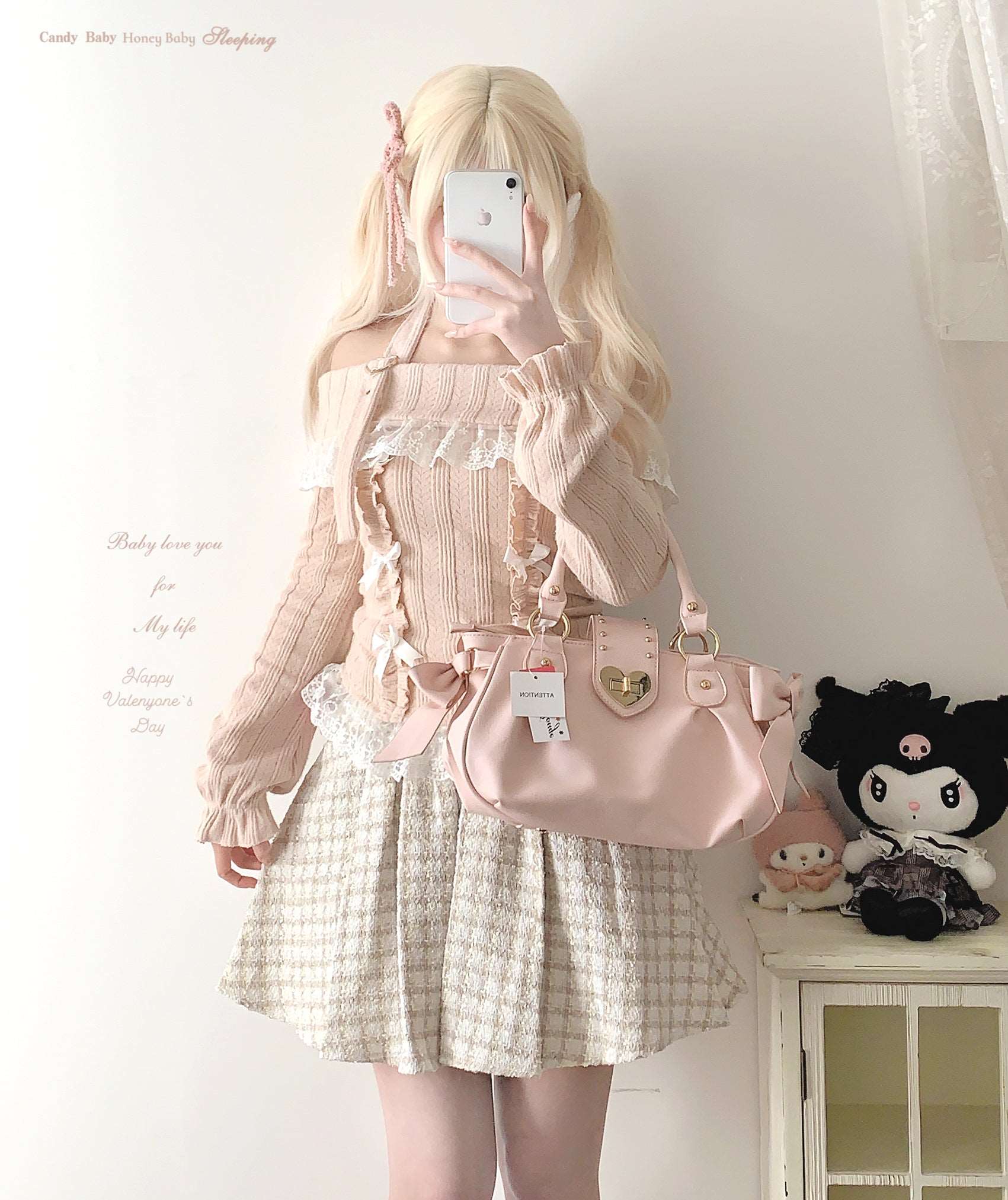 Dormir Doll Sweet Off Shoulder Halter Neck Soft Lace Sweater - Image 7