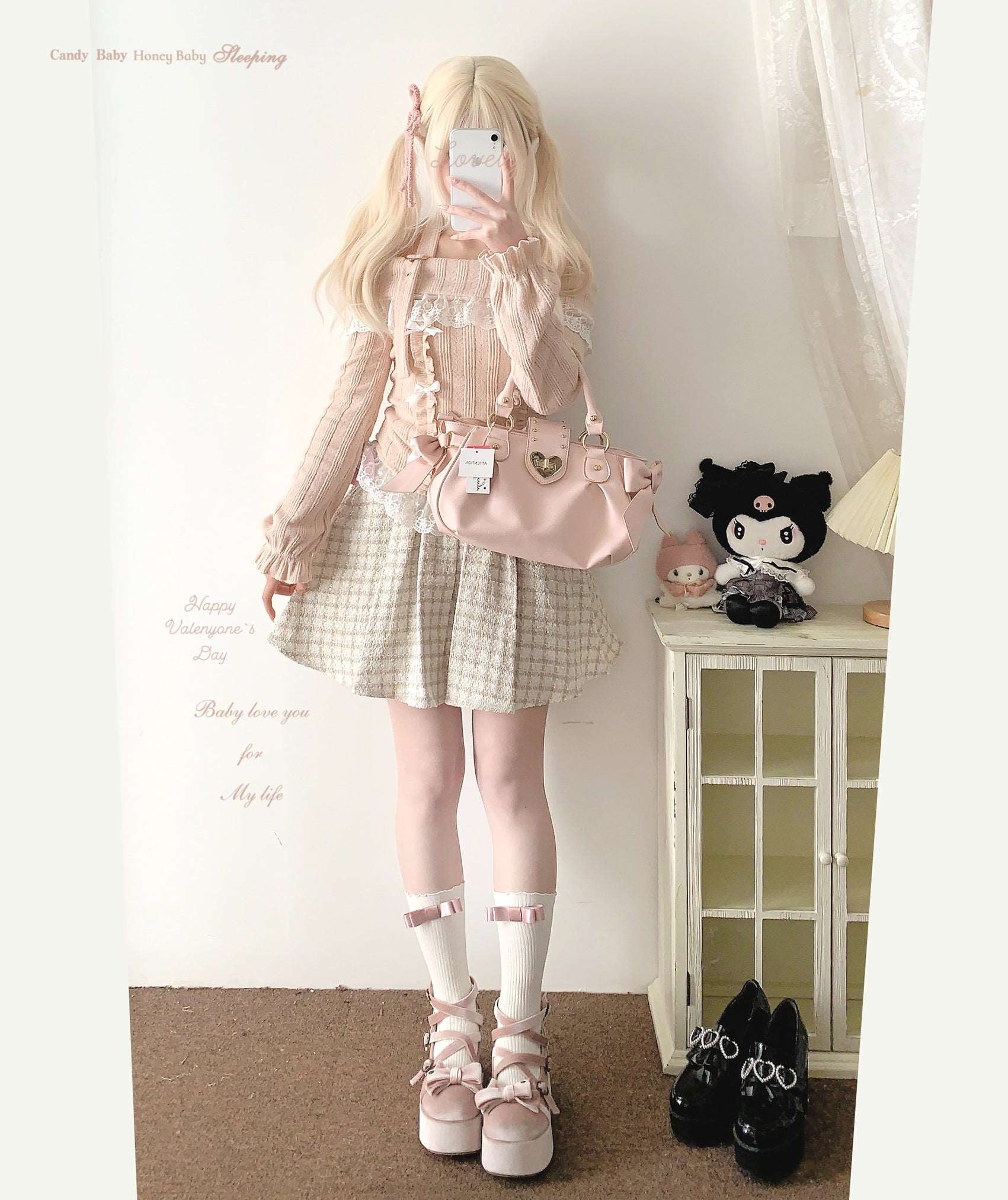 Dormir Doll Sweet Off Shoulder Halter Neck Soft Lace Sweater - Image 8