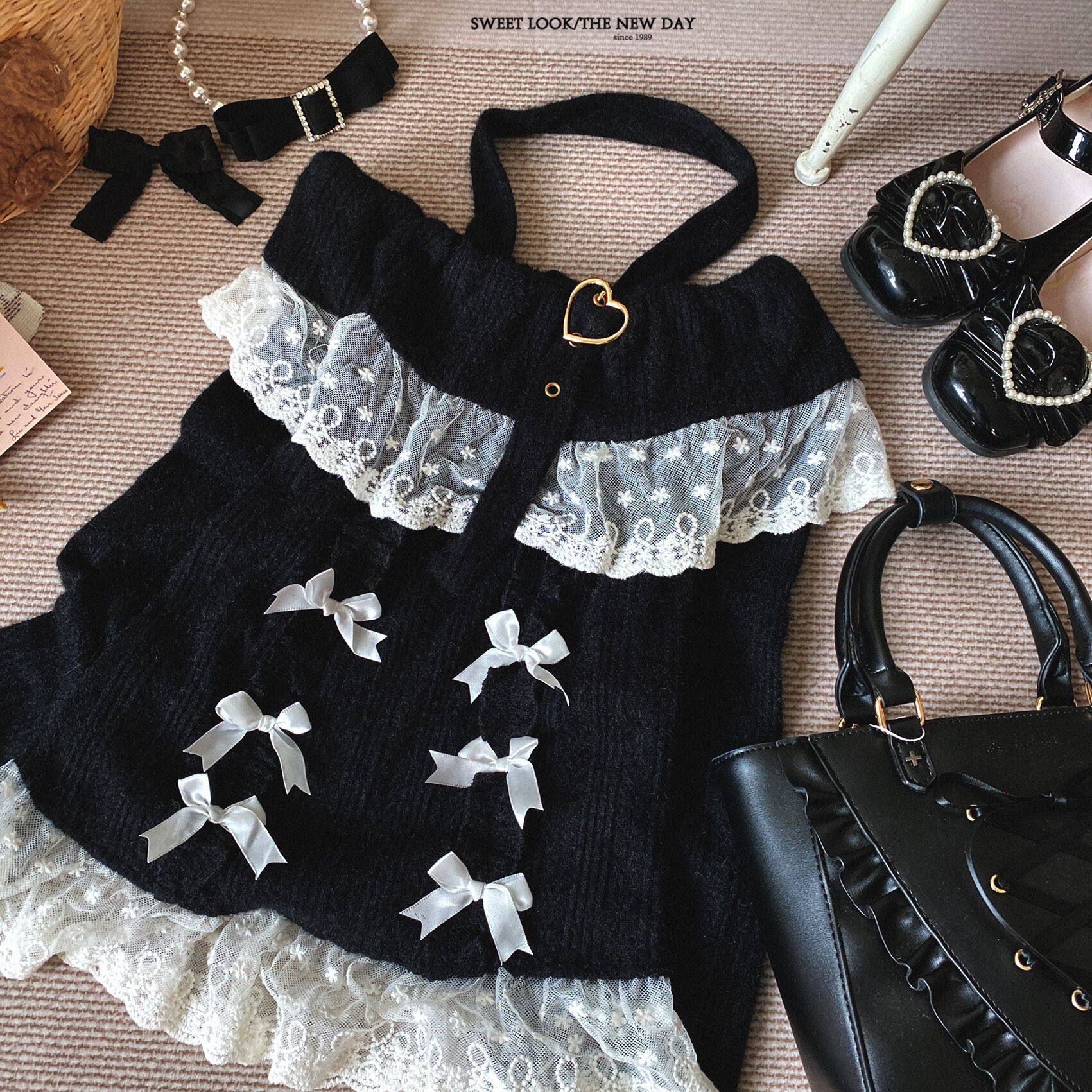 Dormir Doll Sweet Off Shoulder Halter Neck Soft Lace Sweater - Image 9