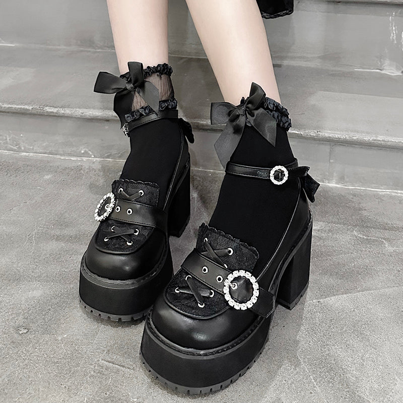 Transfer Student EGL Diamond Wreath Platform High Heels Shoes - Image 3