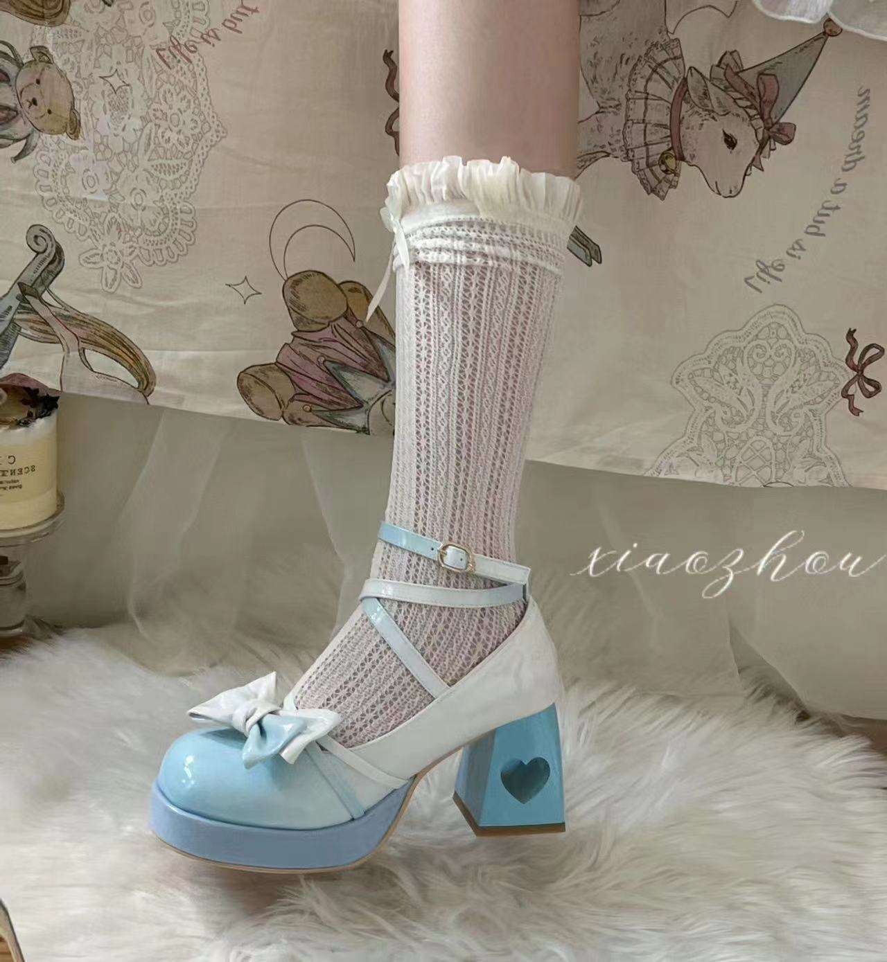 Cacao Paste EGL Gradient Bow Heart Shaped High Heels Shoes - Image 10