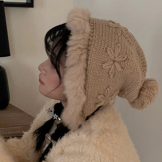 Fairy Pom Pom Knit Woolen Handmade Winter Hats Beanie - Image 2