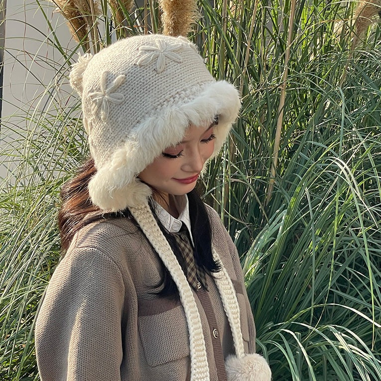 Fairy Pom Pom Knit Woolen Handmade Winter Hats Beanie - Image 3