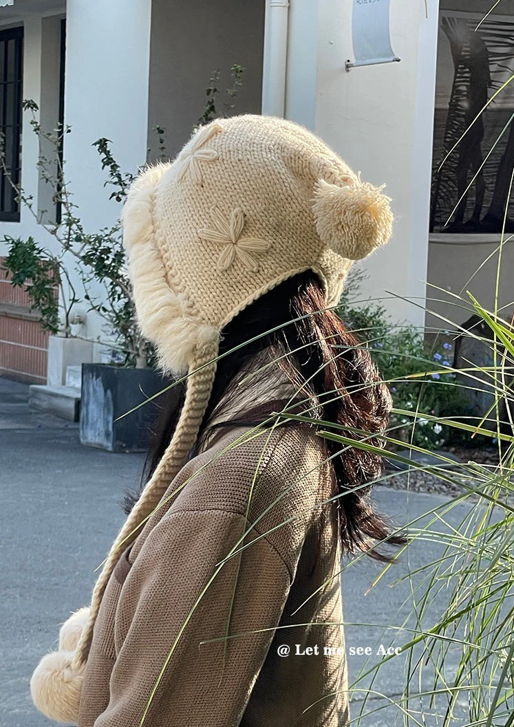 Fairy Pom Pom Knit Woolen Handmade Winter Hats Beanie - Image 5