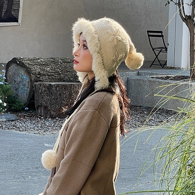 Fairy Pom Pom Knit Woolen Handmade Winter Hats Beanie - Image 6