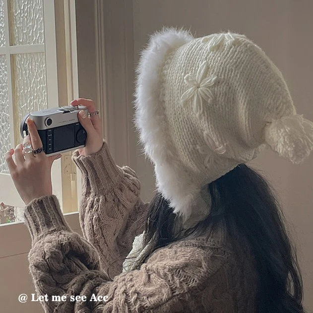 Fairy Pom Pom Knit Woolen Handmade Winter Hats Beanie - Image 8