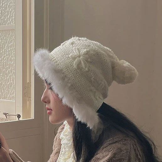 Fairy Pom Pom Knit Woolen Handmade Winter Hats Beanie - Image 9