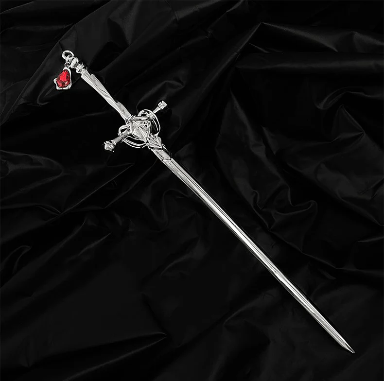 Fantasy Gothic Ancient Sword Girl Silver Red Metal Hairpin Clip Hair Accessories - Image 9