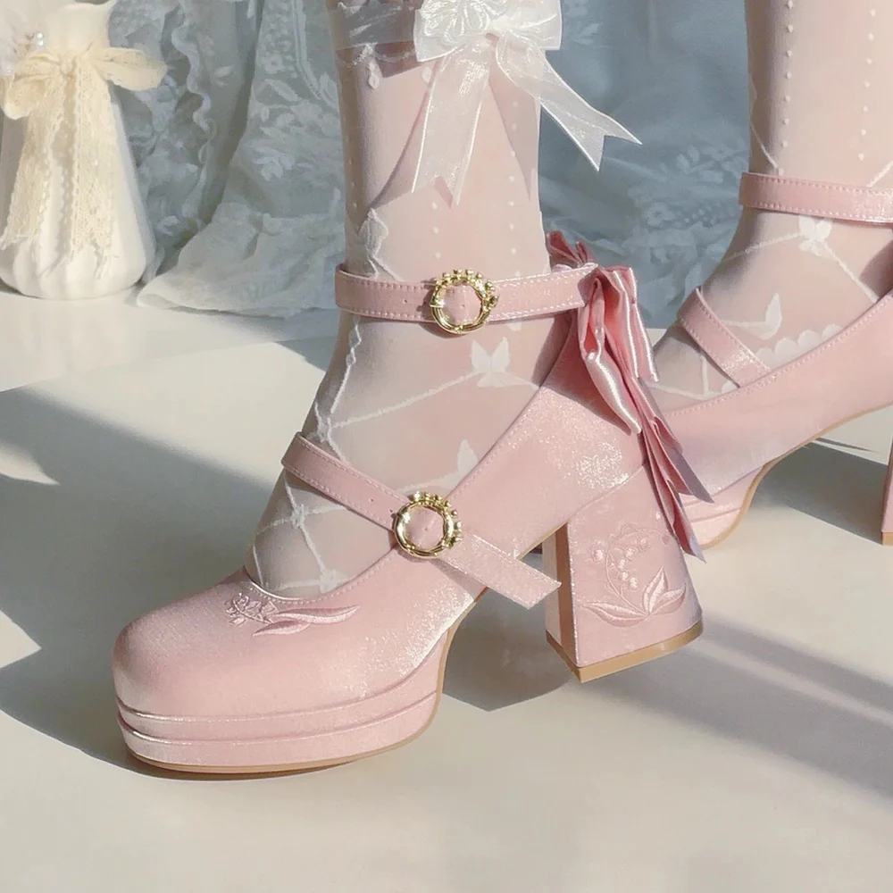 Floating Dream Lily of the Valley Mid Heels Shoes - Image 11