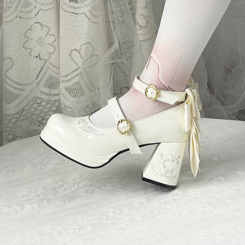Floating Dream Lily of the Valley Mid Heels Shoes - Image 5