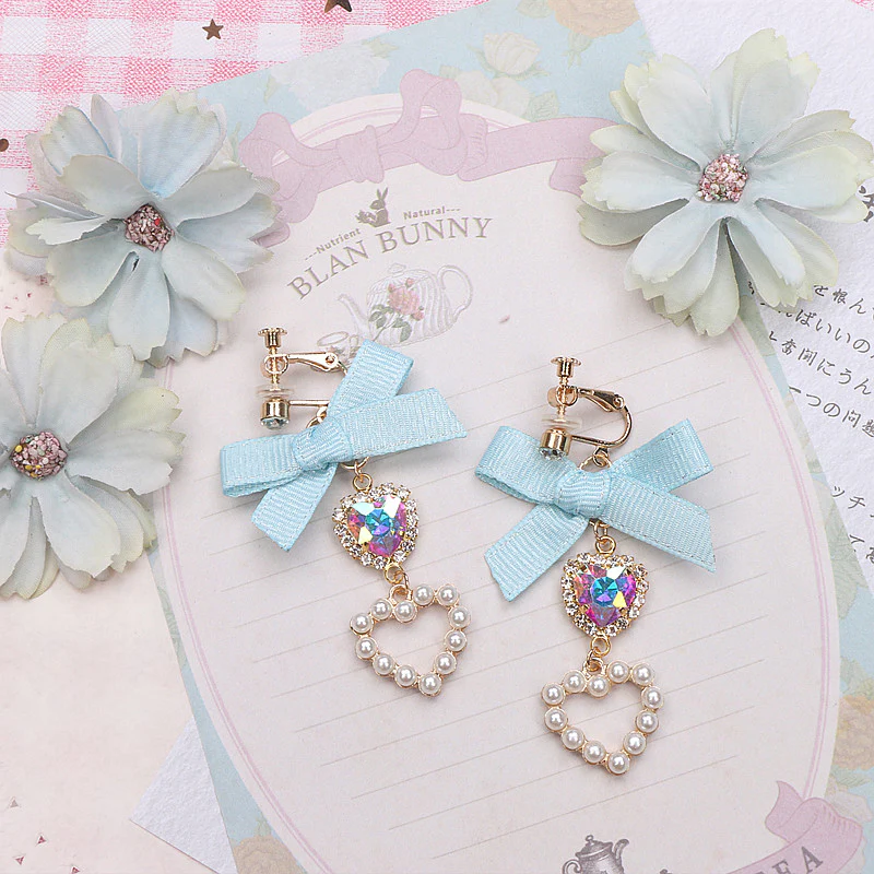 Gem Pearl Heart Love Jewelry Classic Earrings - Image 4