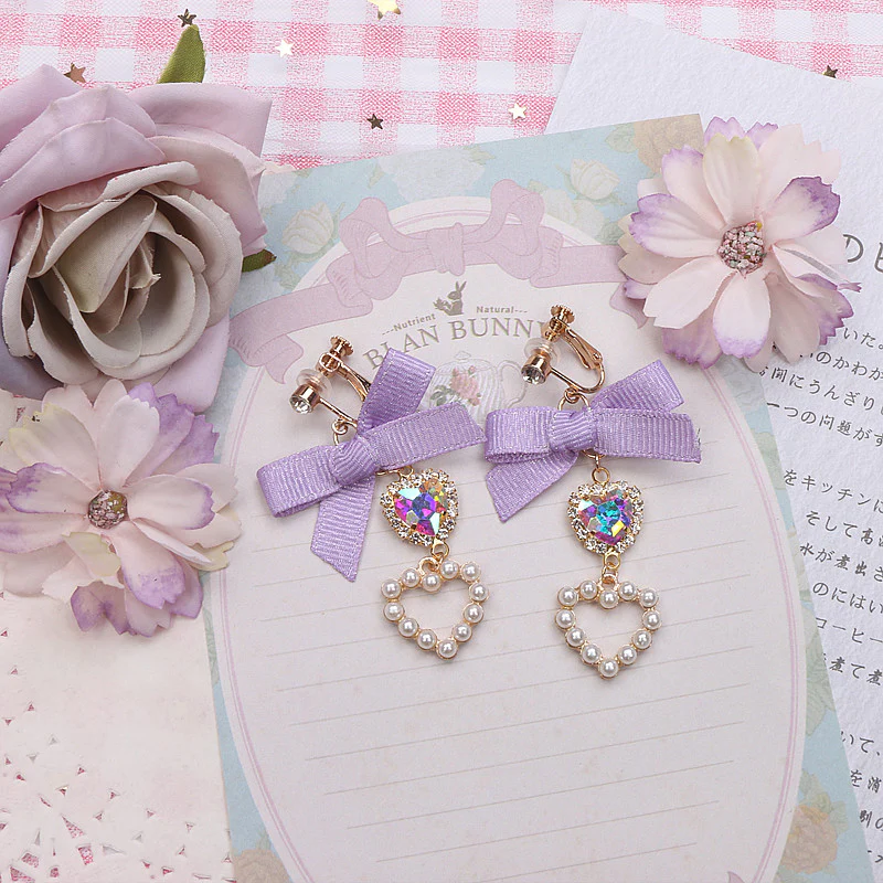 Gem Pearl Heart Love Jewelry Classic Earrings - Image 8
