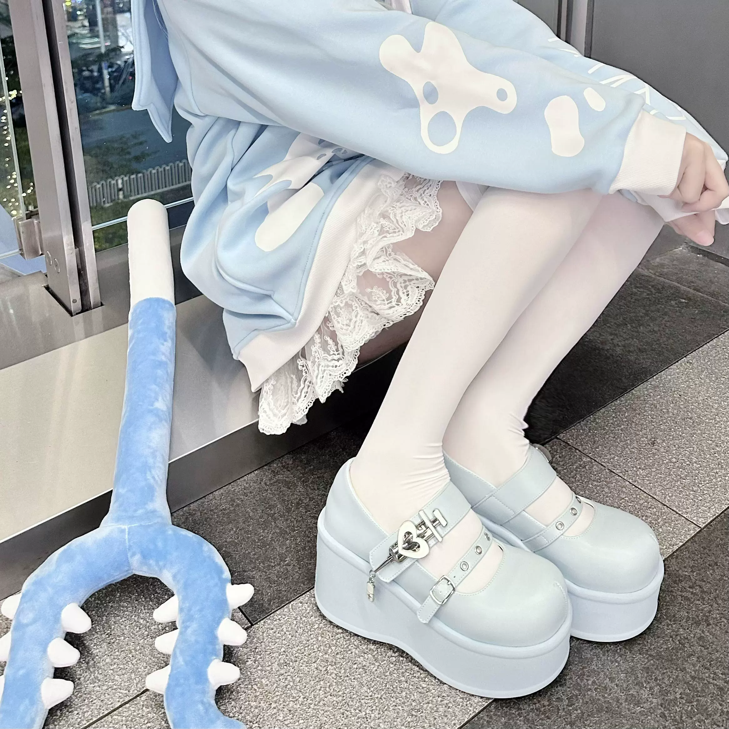 Gururu Love Potion Cross Heart Lolita Pink Blue Purple Mary Jane Shoes - Image 3