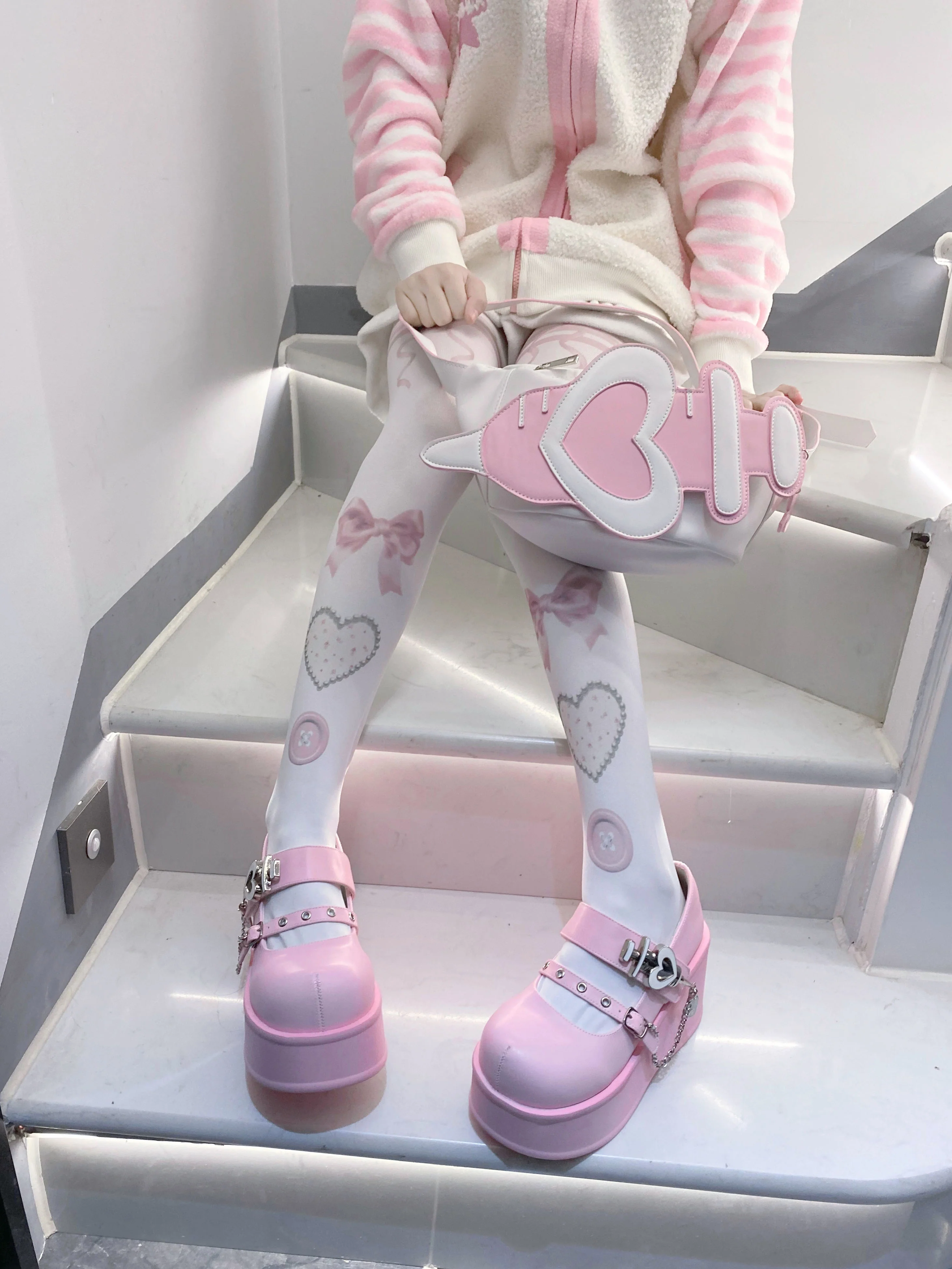 Gururu Love Potion Cross Heart Lolita Pink Blue Purple Mary Jane Shoes - Image 5