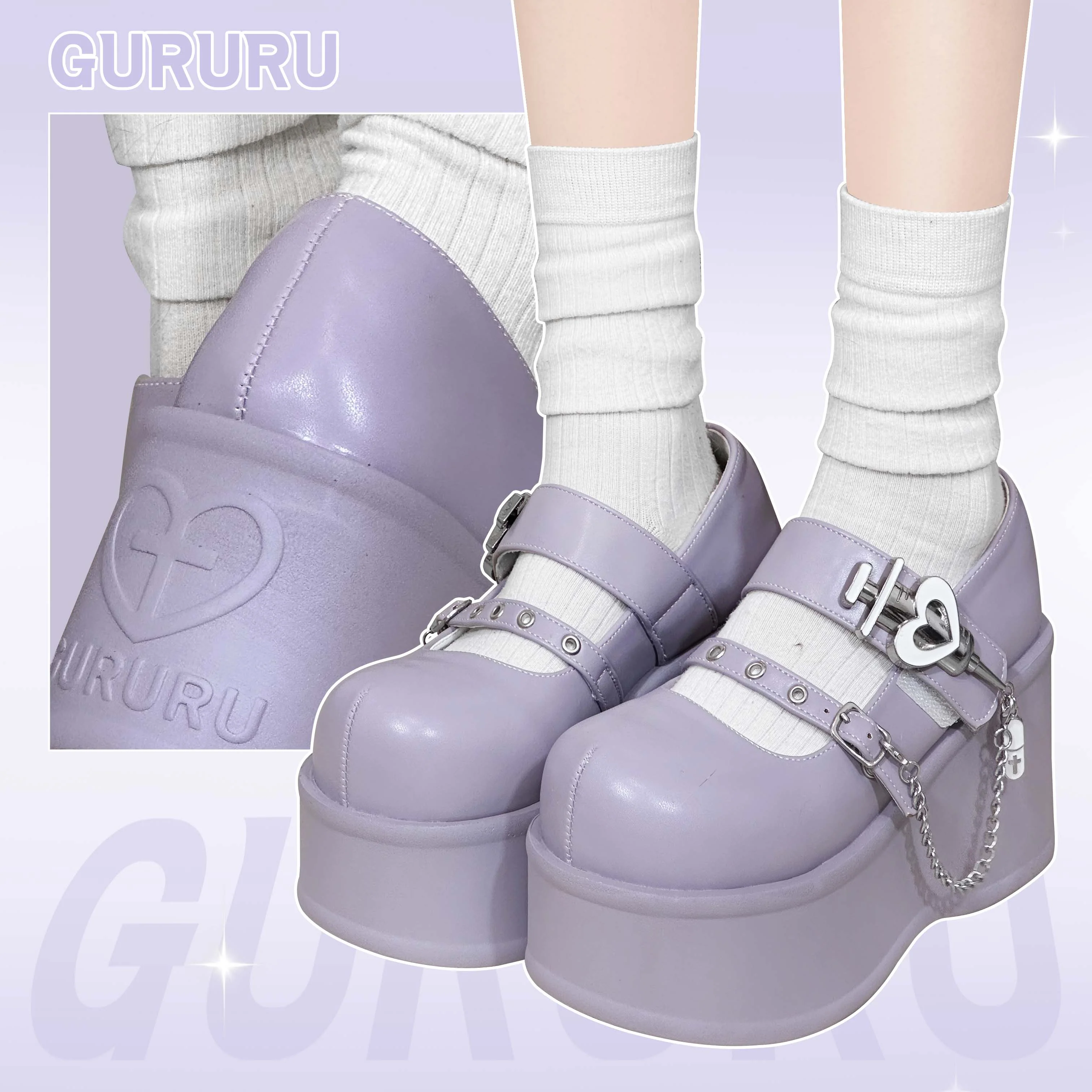 Gururu Love Potion Cross Heart Lolita Pink Blue Purple Mary Jane Shoes - Image 7