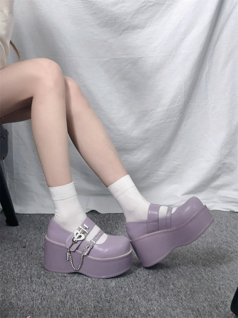 Gururu Love Potion Cross Heart Lolita Pink Blue Purple Mary Jane Shoes - Image 9