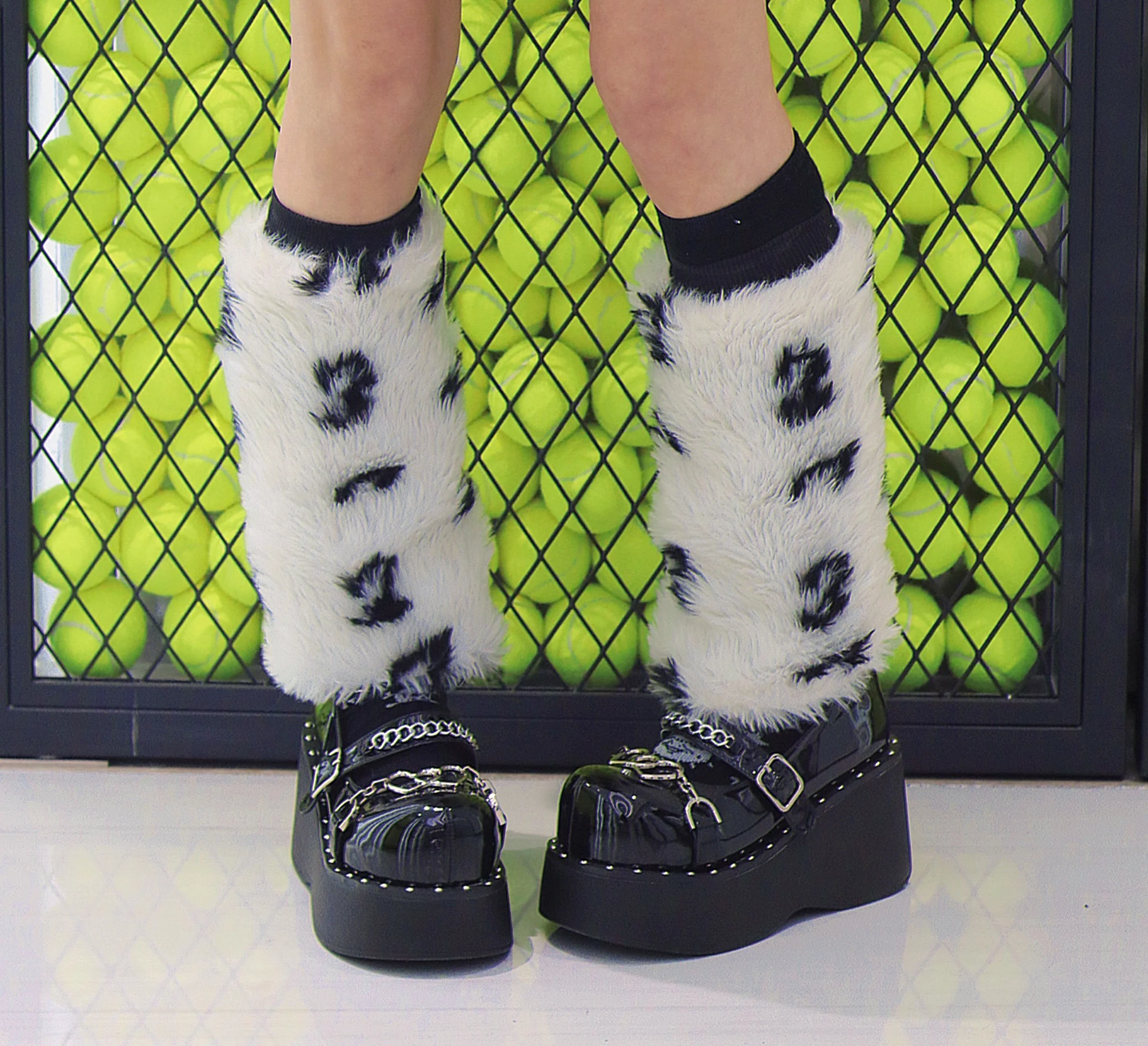 Gururu Punk Rock Girl Silver Heart Chains Pink Purple Black Wedges Shoes - Image 3