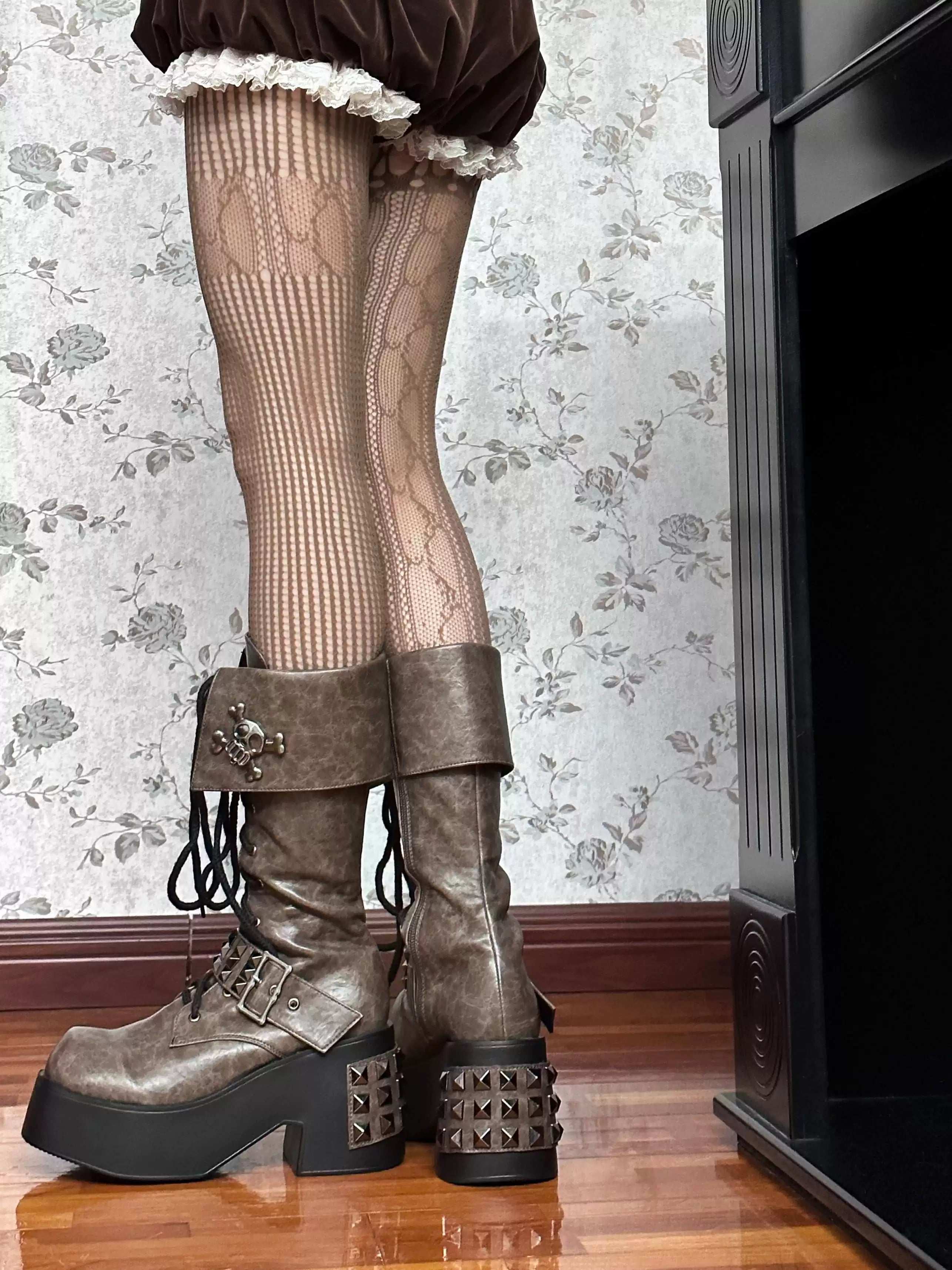 Gururu Sirenia Skull Brown Black Boots - Image 8